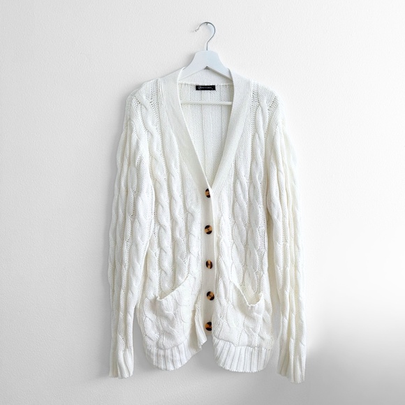 Sweaters - Pretty Garden Women Cable Knit Sweater Bohemian Comfy Soft & Warm White Large